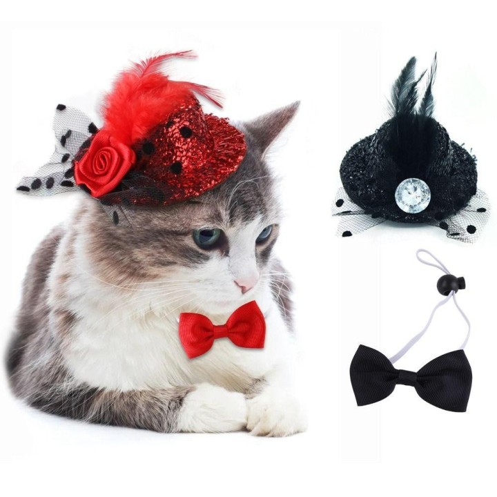 Party Cosplay Heimtierbedarf Hundekostüm Zylinder Kopfbedeckung Cowboyhut Hunde Kappen Haustier Gentleman Hüte rot