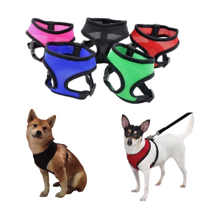 1PC Einstellbare Weiche Atmungsaktive Pet Control Harness Nylon Mesh Weste Hund Welpen Kragen Training Strap S rosa