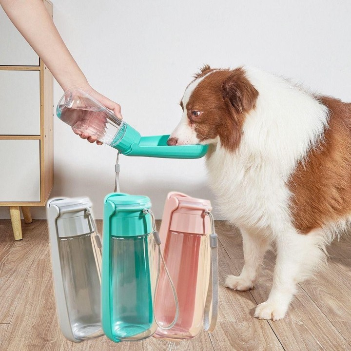 Haustierbedarf, 550 ml, faltbarer Trinknapf, Wasserspender, Wasserflaschenspender, Hundewasserflasche rosa