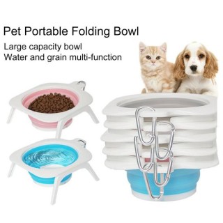 Schüssel Faltbarer Hundenapf mit Ständer Leicht zu reinigender Futter- und Wassernapf für Haustiere grau