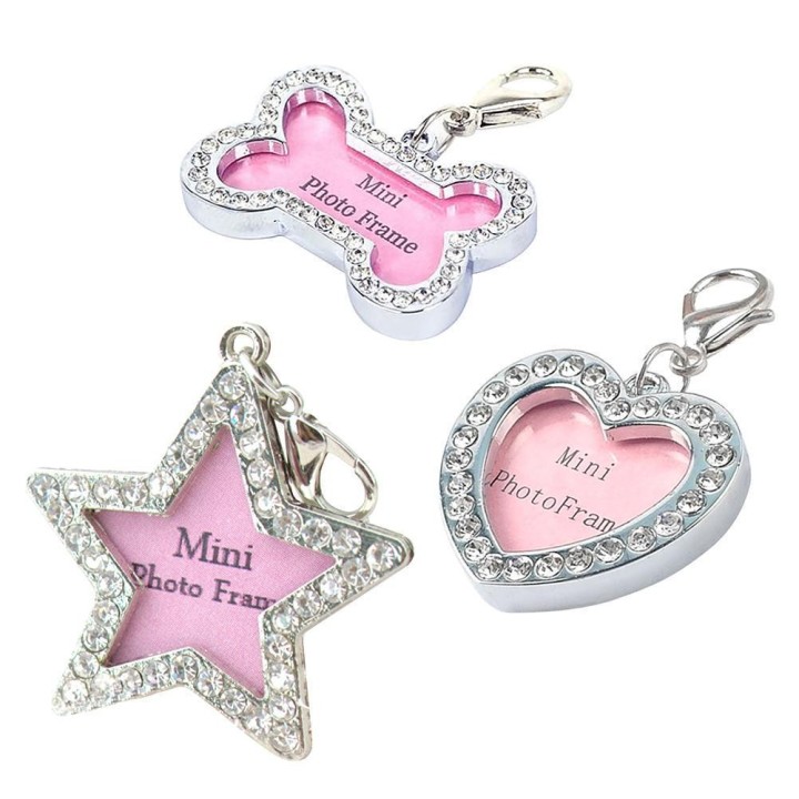 Haustiere ID-Tag Name Adresse Anhänger DIY Strass Hund Welpe Anti-Verlust-Karte Bone
