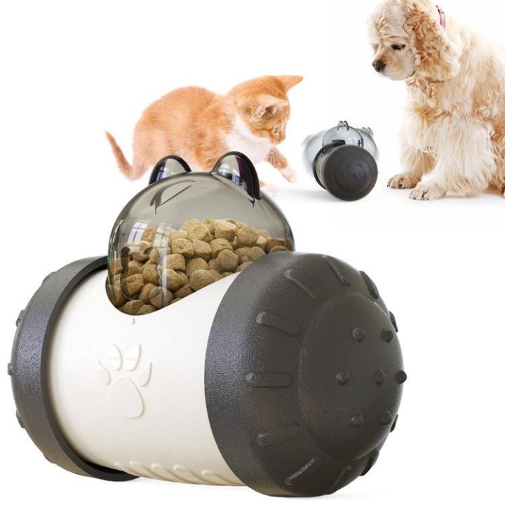 Tumbler Balance Auto Hundespielzeug Slow Leak Futter Haustier Katze gelb