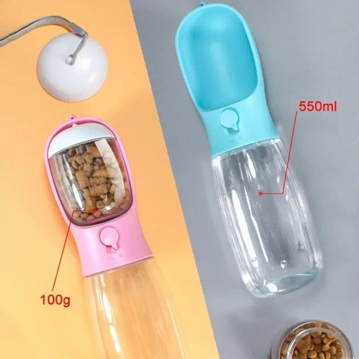 Tragbare Wasserflasche für Hunde und Katzen mit Vorratsbehälter für Futter und Wasser für Welpen, Futternapf für Haustiere, T