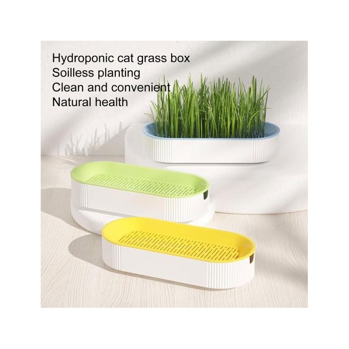 Katzengras-Pflanzgefäß, erdlose Bepflanzung, sichtbarer Wasserstand, Abflussgitter, U-Loch, stabile Spüle, abnehmbare Katzenm