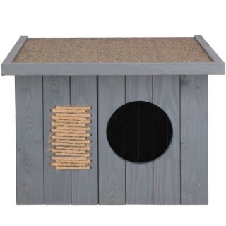 Springos® Maison pour chat en bois Outdoor 49,5 x 58 x 36 cm, Griff zum Chatten mit Toit-Plat, Griff zum Chatten