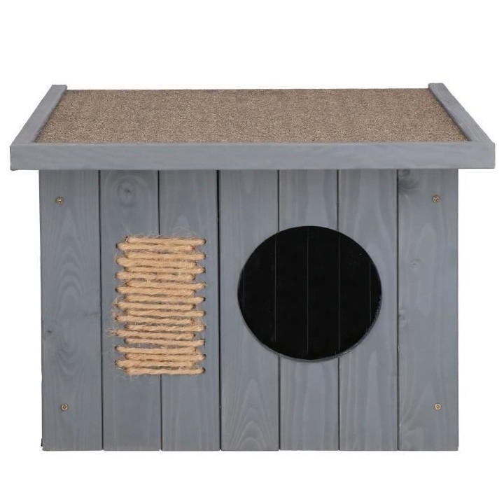 Springos® Maison pour chat en bois Outdoor 49,5 x 58 x 36 cm, Griff zum Chatten mit Toit-Plat, Griff zum Chatten
