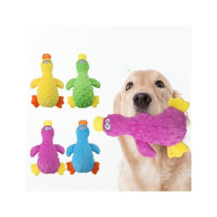 Kauspielzeug für Hunde, Bisssignalgeber, Cartoon-beständig, integriertes Haustier, Katze, Entenform, Plüschtier für Hunde bla