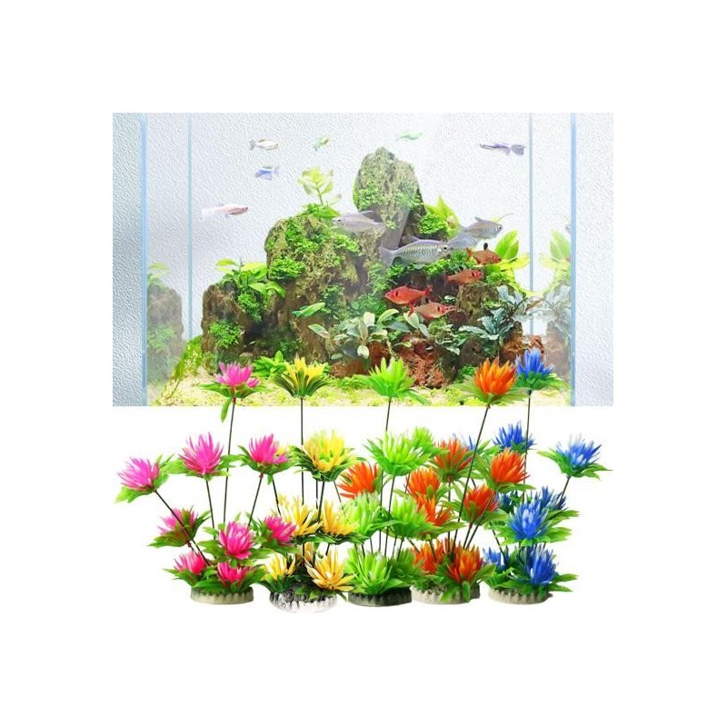 Künstliche Lotuspflanzen, farbenfrohe Aquariumterrasse, kein Ausbleichen, keine Verschmutzung, realistisch, leicht zu reinige