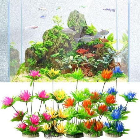 Künstliche Lotuspflanzen, farbenfrohe Aquariumterrasse, kein Ausbleichen, keine Verschmutzung, realistisch, leicht zu reinige