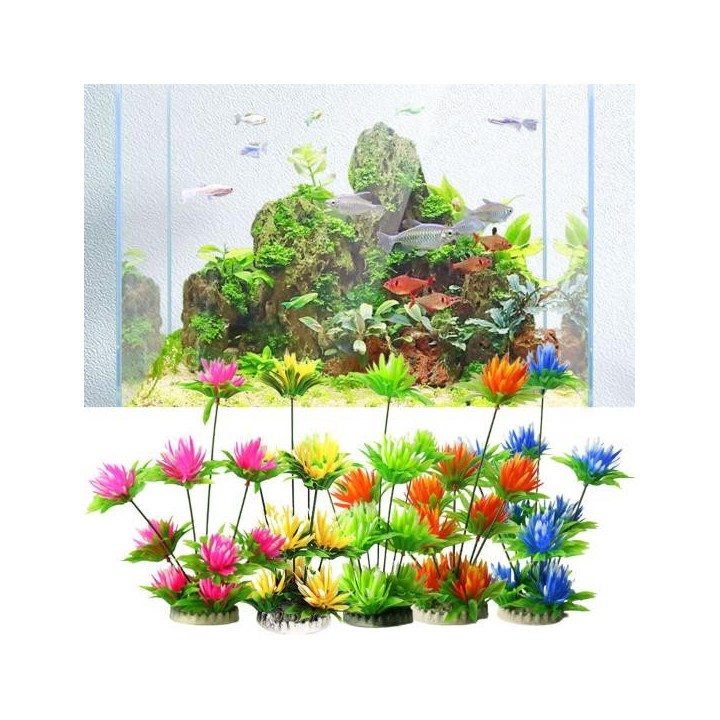 Künstliche Lotuspflanzen, farbenfrohe Aquariumterrasse, kein Ausbleichen, keine Verschmutzung, realistisch, leicht zu reinige