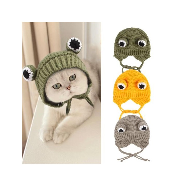 Haustierhut, verstellbar, niedliche Cartoon-Form, für Hunde und Katzen, Strickmütze, Party, Foto-Requisiten, Dekoration für H