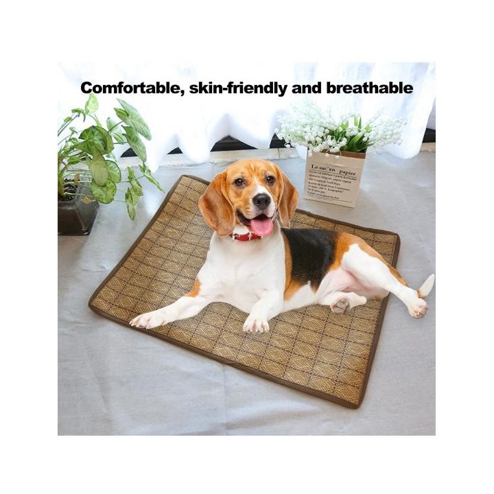 Haustier-Kühlmatte, kratzfest, atmungsaktiv, bequem, Rattan-Weberei, Sitzmatte, faltbar, zum Ausruhen, Sommer, Katze, kleiner