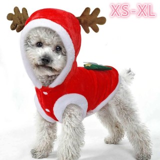 Weihnachten Cosplay Santa Kostüm Kleine Hunde Katze Kleidung Haustiere Kostüm Hundejacke Mäntel XS rot