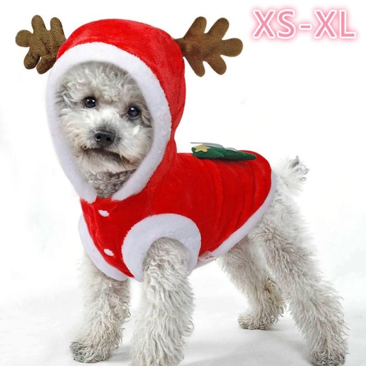 Weihnachten Cosplay Santa Kostüm Kleine Hunde Katze Kleidung Haustiere Kostüm Hundejacke Mäntel XS rot