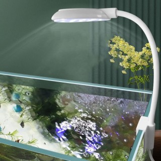 Kunststoff-LED-Aquariumlicht, 360 ° drehbar, Wasserpflanzenbeleuchtung, wasserdichte Clip-on-Lampe für Aquarium S weiß