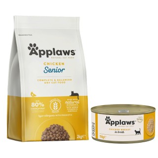 Applaws Mischfütterung: Trocken- & Nassfutterpaket - 2 kg Adult Huhn & Ente + 6 x 156 g Hühnchenbrust