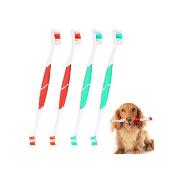 1/2 Stücke Haustierzahnbürste Doppelköpfige Hundezahnbürste Weiche Borsten Zahnreinigung Katzenzahnbürste Heimtierbedarf 1pc