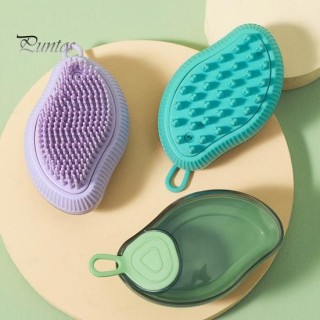 2 Stück Haustierpflege-Badebürste mit Seifen- und Shampoo-Spender, weiche Silikonborsten, reinigt Massagebürste für lange, ku