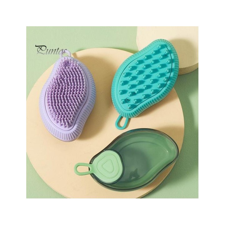 2 Stück Haustierpflege-Badebürste mit Seifen- und Shampoo-Spender, weiche Silikonborsten, reinigt Massagebürste für lange, ku