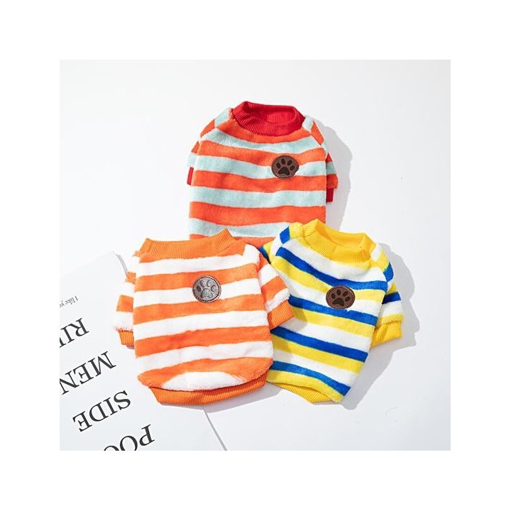 Hund Sweatshirt Rundhals Weiche Streifen Haustier Hund Katze Zwei-legged Bluse Top für L orange