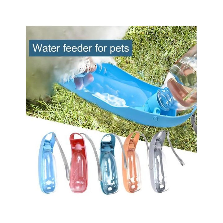 Wasserspender, tragbar, auslaufsicher, faltbar, schnelle Entladung, Outdoor-Reise-Trinkflasche für Hunde und Katzen rosa