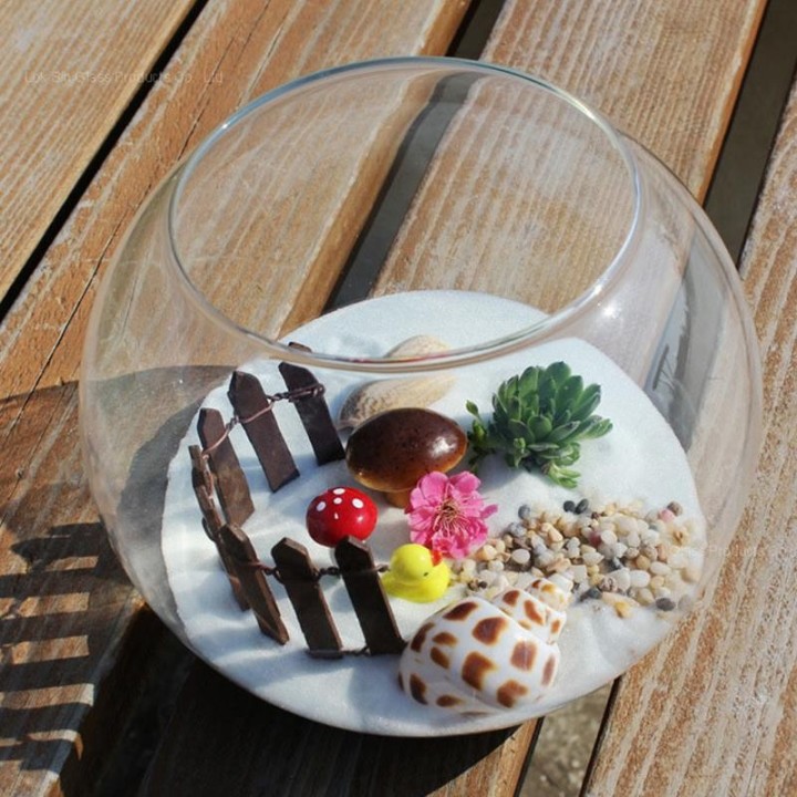 8/10/12/15cm Einfache Runde Ball Vase Transparent Hydrokultur Vase Runde Glas Fisch Tank 8cm