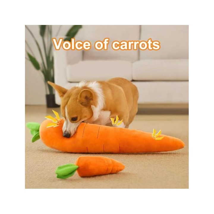 Hundespielzeug, Karottenform, Haustier-Plüschtier mit Geräusch, bissfest, weich, bequem, Hundeschlafkissen, Heimtierbedarf S