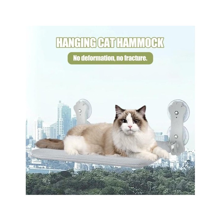 Faltbare Katzen-Fenstersitzstange, stabile Katzen-Fenster-Hängematte mit 4 starken Saugnäpfen, platzsparender, am Fenster mon