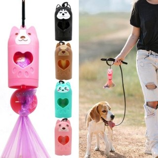 1 Set Pet Poop Picker Hängen Karabiner Boden Öffnung Hund Poop Tasche Spender Outdoor Reise Wandern Hund Versorgung braun
