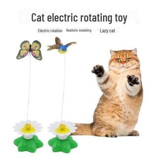 Elektrischer Katzenspielzeug-Stick mit fliegendem Schmetterling und Kolibri: Automatisch rotierendes Spielzeug für Katzen mit