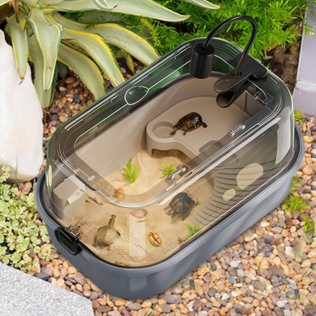 Großzügiges Schildkrötengehege mit Sonnenbereich für Reptilien und Amphibien graue