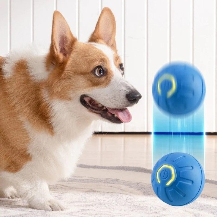 Automatisch beweglicher Hundespielzeugball, intelligenter, springender, rotierender, interaktiver Hundekauspielzeugball für W