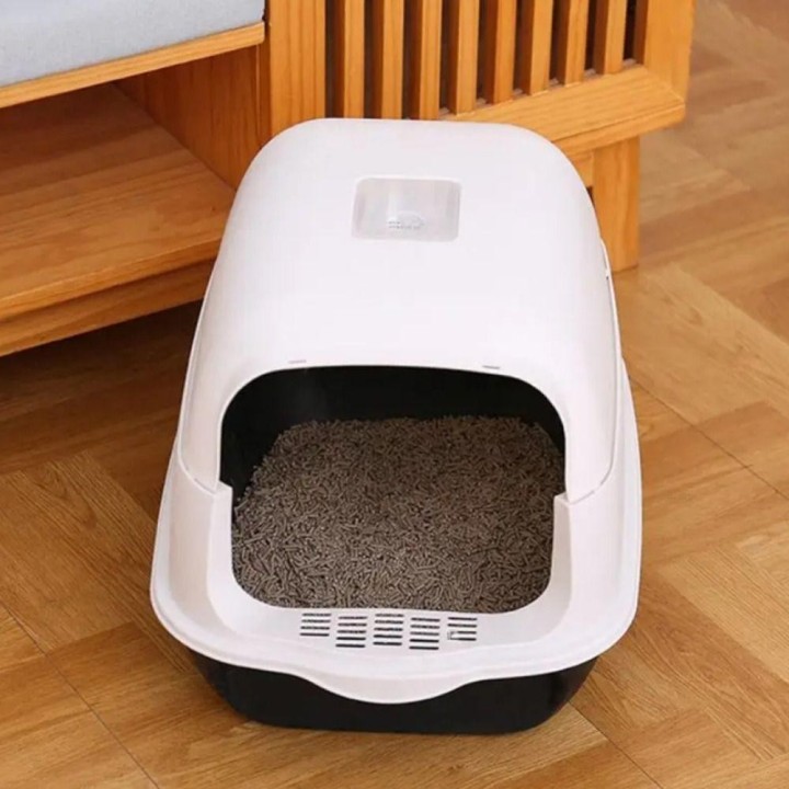 Katzentoilette mit großer Kapazität, spritzwassergeschützte Katzentoilette, Katzenstreubecken, Sandkasten für Haustiere, Heim