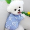 Blauer Hundepullover, kreativer Buchstabe, Welpen-Strickpullover, Haustier-Herbst-/Winterbekleidung, Teddy, warmer Pullover,