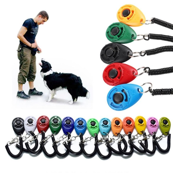 Pet Products Haustier-Katzen-Hundetraining-Clicker, Kunststoff-Hunde-Click-Trainer-Hilfe, verstellbare Handschlaufe, Sound-Sc