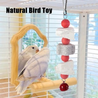 Vogelspielzeug, buntes Papageienspielzeug zum Aufhängen mit Perlen, Vogelkäfigspielzeug aus Naturholz, Schleifstein, Heimtier