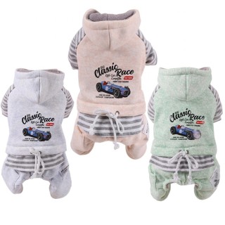 Fleece-Overall für Hunde, warmer Overall für Hunde, klassischer Rennstreifen, Teddy, Chihuahua, Winter-Hundekleidung, Fleece-