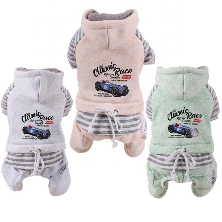 Fleece-Overall für Hunde, warmer Overall für Hunde, klassischer Rennstreifen, Teddy, Chihuahua, Winter-Hundekleidung, Fleece-