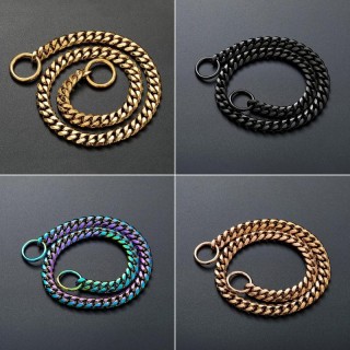 10 mm Edelstahl Gold Hundekette Würgekette Luxus Große Hunde Halsband Kubanische Halskette Schlupftraining Hundehalsband für