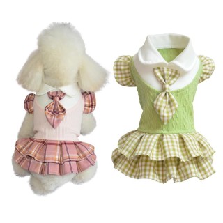 Frühling/sommer Dünne Plaid Rock Haustier Hund Prinzessin Rock Elegante Kleid S