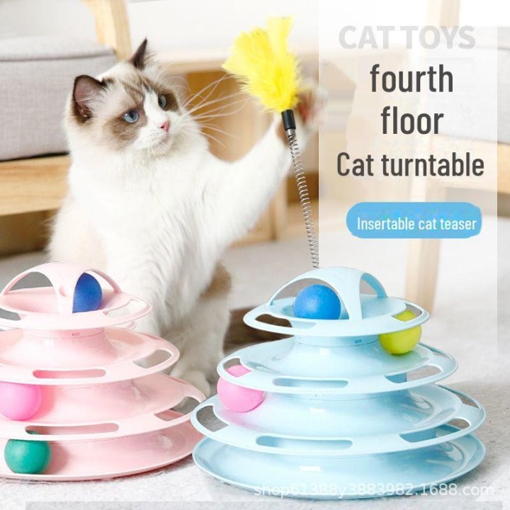 Mehrschichtiges Katzenspielzeug: Drehball- und Teaser-Stick-Set für Kätzchen