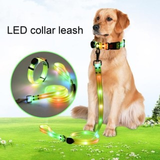 Hundehalsband mit LED-Licht, verstellbare Länge, 3 Lichtmodi, USB wiederaufladbar, umwickeltes Gummi-Gurtband, nachtleuchtend