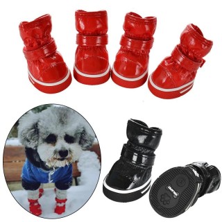 Haustierschuhe, dickes Fell, Schneestiefel für Hunde, wasserdicht, rutschfest, Regenschuhe für kleine Hunde, weiche Wintersti