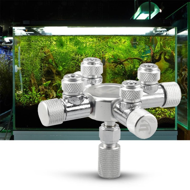 Aquarium-Tank-CO2-Splitter-Regler, Verteilernadel, Feineinstellventil für CO2-Regler mit 6-Wege-Ausgängen 6 Way Outlets
