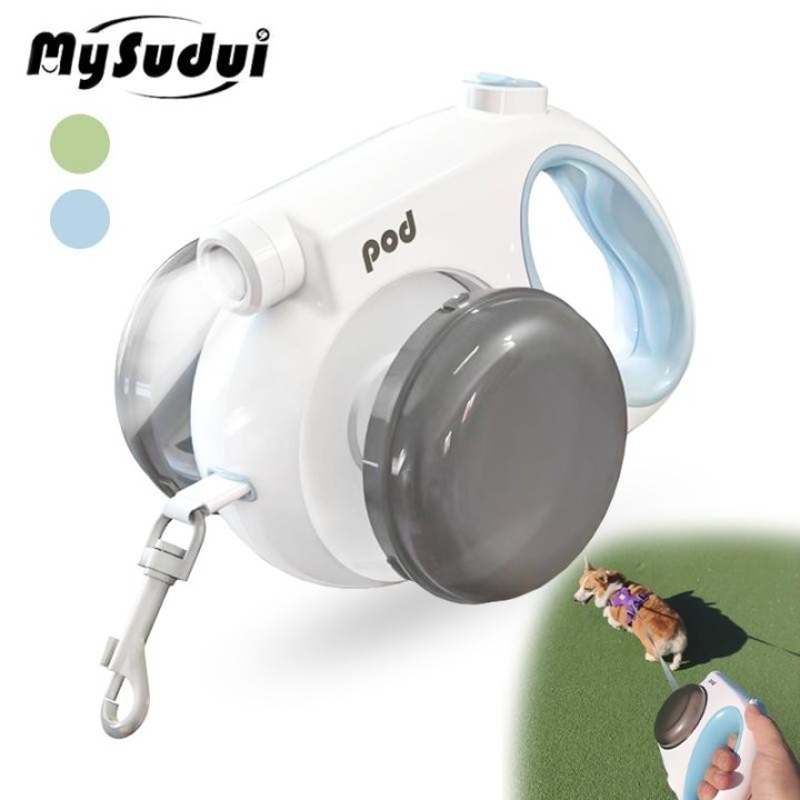 Multifunktions-Hundeleine, Taschenlampe, automatisch einziehbare Haustierleine, Schnellverschluss, mit Kotbeutelspender, Futt