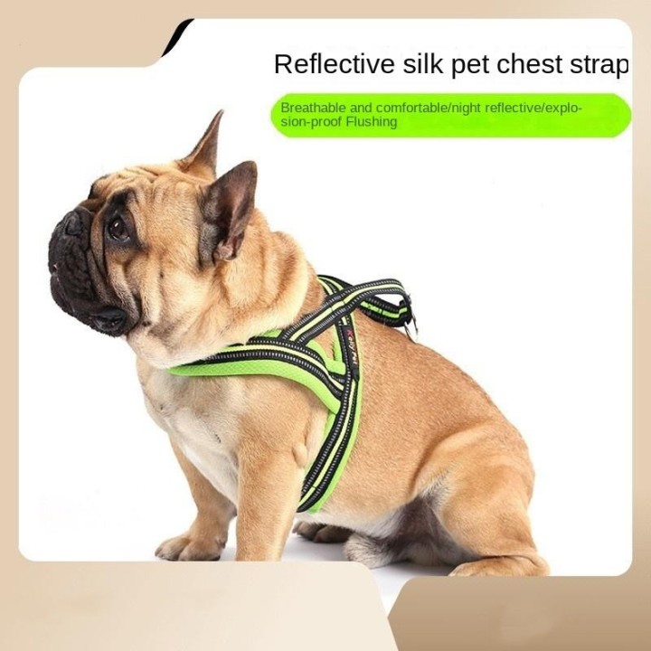 2023 Neues, atmungsaktives, bequemes Haustiergeschirr für mittelgroße und große Hunde, reflektierendes Seidenmaterial, Handha