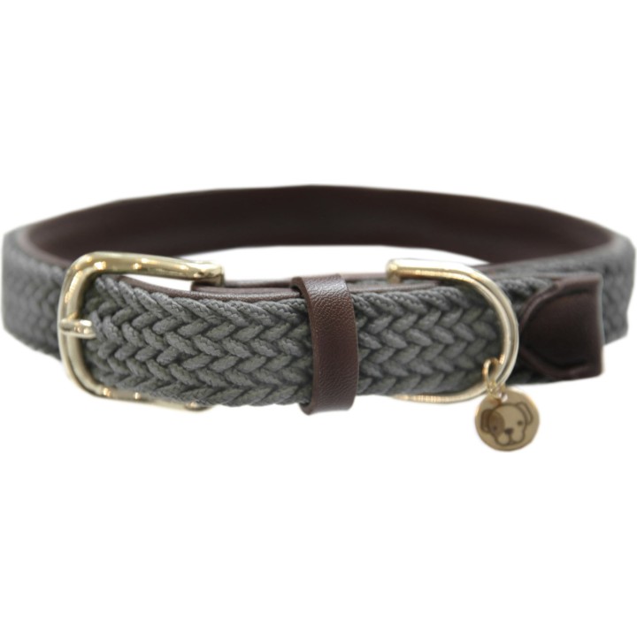 Kentucky Dogwear Geflochtenes Nylon-Hundehalsband grau - XS (37 cm)
