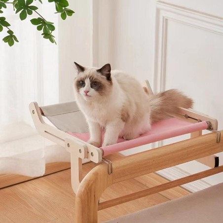 Katzenhängematte aus Holz – zum Sonnenbaden am Balkonfenster aufhängen, Hängebett, Katzennest, Nachttisch aus Massivholz.