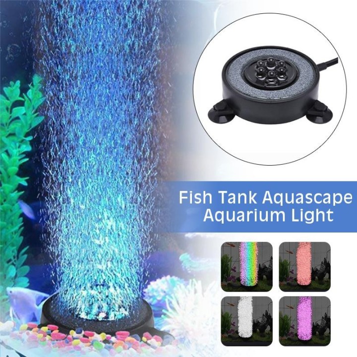 LED-Aquarium-Luftblasenlicht, Luftblasensteinscheibe für Aquarien, die Sauerstofflicht mit Farbwechsel herstellt