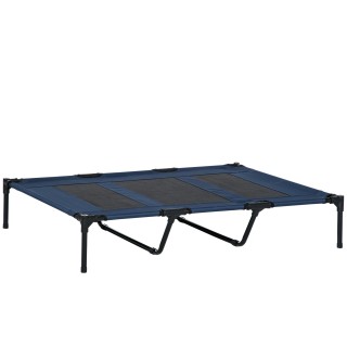 PawHut Hundebett Outdoor Hundeliege Katzenbett Dunkelblau 122x92x23cm aus Metall & Oxford-Gewebe für Komfort & Haltbarkeit